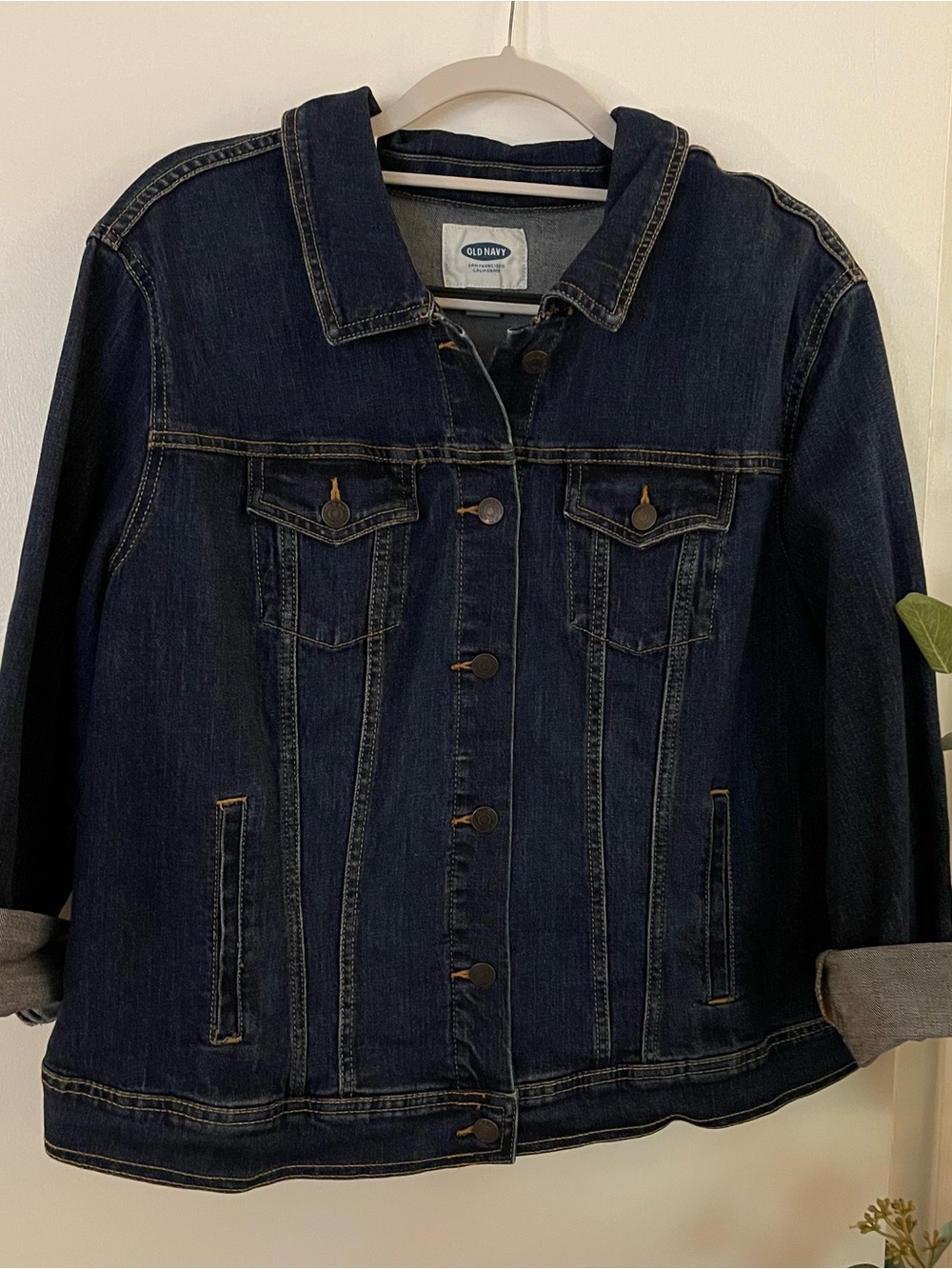 Old Navy Navy Dark Blue Denim Jacket - Button-Front Jean Jacket